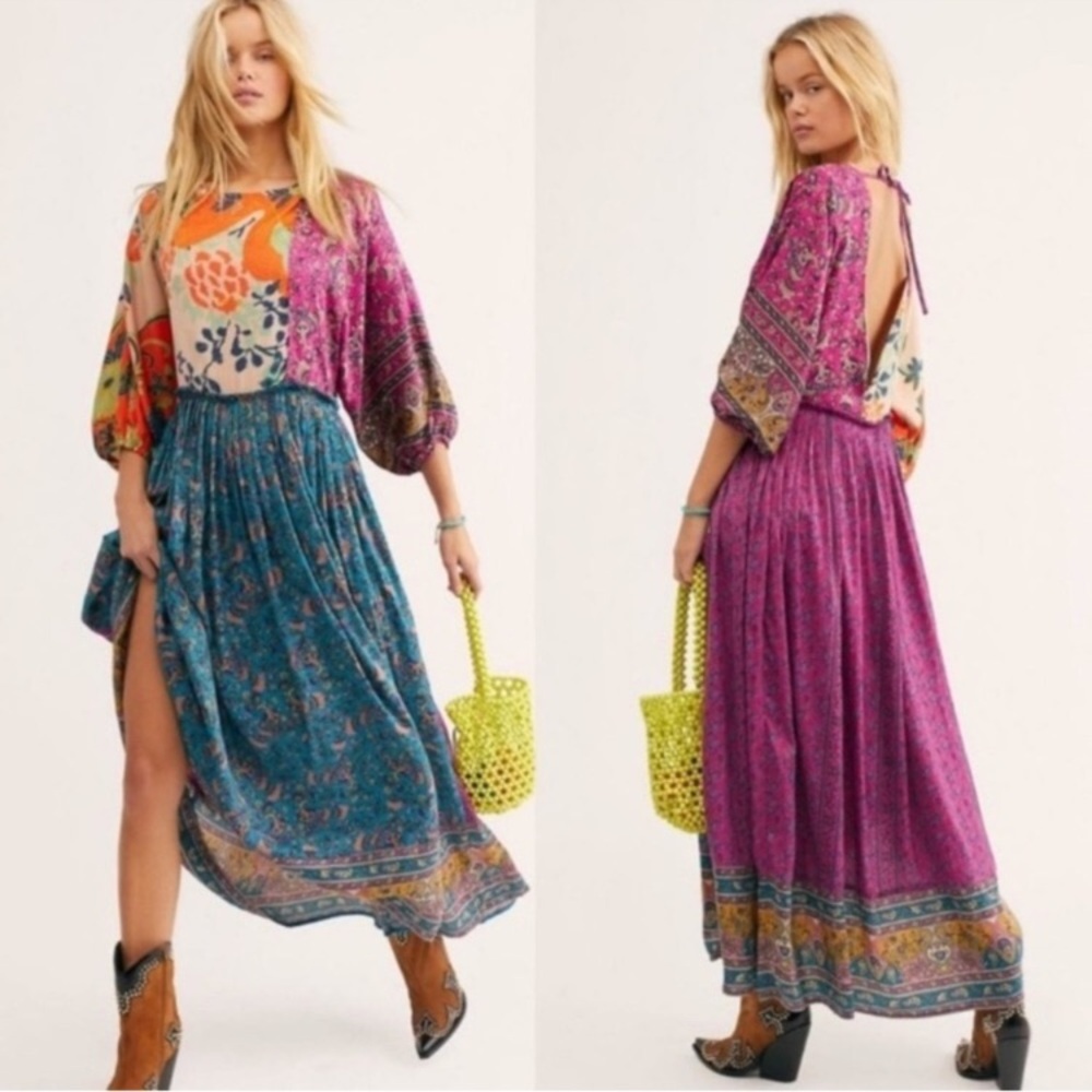Free People What You Want Maxi Dress size XS fits Medium drape open back prairie